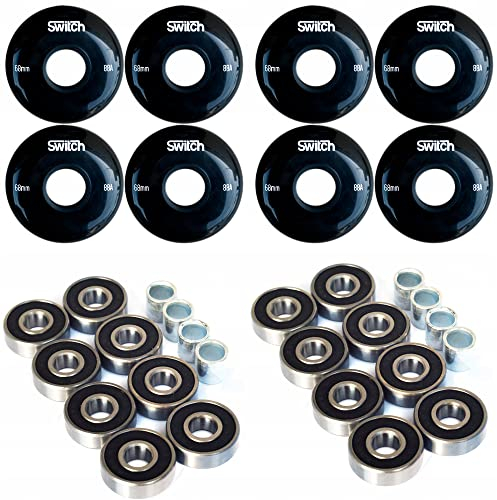 Switch Roller Blade Räder 8er Pack 68mm 88A mit Lagern ABEC 9 Inline Skate Räder Schwarz