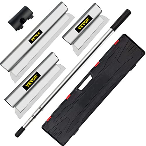VEVOR Lame d'Écumage Lame à Lisser 25/60/80 cm Kit Lame de Spatule pour Cloisons Sèches, Couteau à Mastic avec Poignée d'Extension Ergonomique Outil de Plâtrage Mur pour Enduire Lisser Plâtre de Gypse