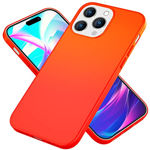 NALIA Neon Silikonhülle für iPhone 14 Pro - Soft-Touch - Hülle, Orange | Stoßdämpfer in den Ecken, Erhöhter Kamerarand, Kaschiert Fingerabdrücke, Präziser Tastendruck, Griffsicherer Halt