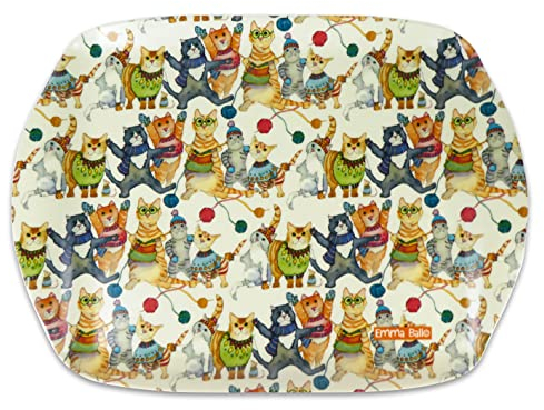 Emma Ball Kittens in Mittens Colourful Medium Melamine Tray - 35 cm