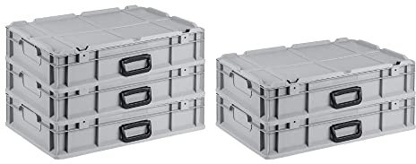PROREGAL SuperSparSet 5x Eurobox NextGen Portable | HxBxT 13,5x40x60cm | 23 Liter | Eurobehälter, Transportbox, Transportbehälter, Stapelbehälter