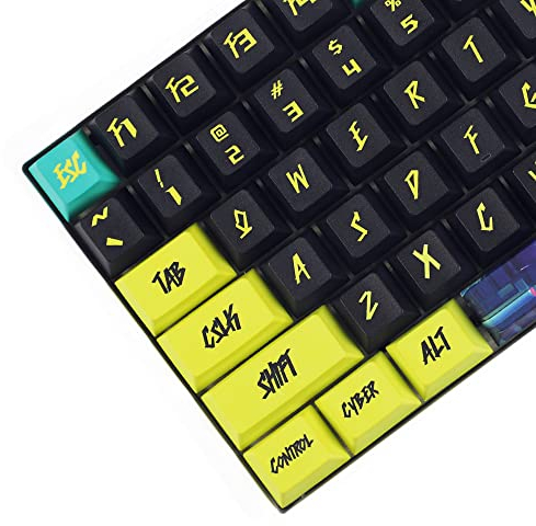 136 Key Cyber Style Cherry Profile Five Side Dye Sub Keycaps PBT Key caps for TKL 61 64 68 75 87 96 104 108 Keychron MX Keyboard