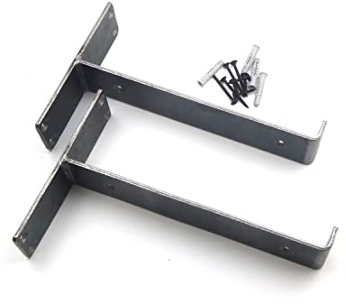 Oakcrafts - Pair of T Shape Scaffold Board Shelf Brackets Cast Iron (6 x 9)