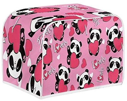 COEQINE Panda Toaster Oven Cover for Women Pink Heart Pattern Kitchen Aid Cover with Humanized Design Its Padding Provides A Buffer Against Scratches or Other Damage Practical Size S
