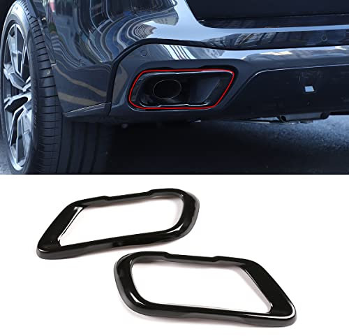 Edelstahl, Endrohr-Abdeckung, Auspuff-Endrohr-Verkleidung, Rahmenabdeckung, Auspuff-Schalldämpfer-Rohrspitze, Modellierabdeckung für BMW X5 X6 X7 G05 G06 G07 M Sport 2019-2022 (glänzend schwarz)