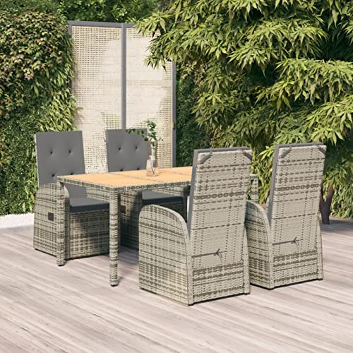 Festnight Rattan Gartenmöbel Set 4 Stühle mit Tisch Gartentisch mit Stühlen Set Sitzgruppe Garten Essgruppe 4 Personen Gartengarnitur Sitzgarnitur Gartensessel Polyrattan Wetterfest Outdoor