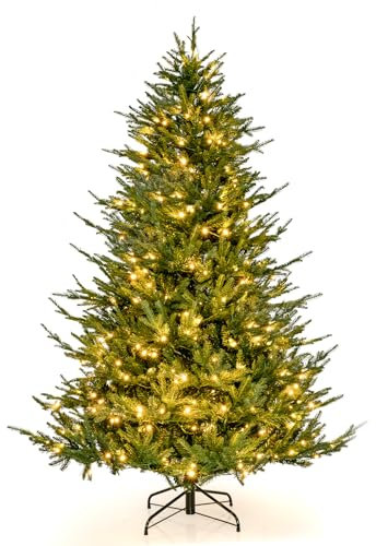 GYMAX 180 cm Albero di Natale Automatico, con 280 Luci a 8 Modalità, 788 Rami in PVC e PE, Folto e Realistico, Base Pieghevole in Metallo, Montaggio Facile, Verde