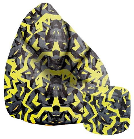 DreamRoots Sitzsack Erwachsene mit Füllung 80x80x120cm - Samt Stoff 300 gr/m2 Sitzsack mit Lehne und Hocker und Bezug - Sitzkissen Boden - Chill Sack