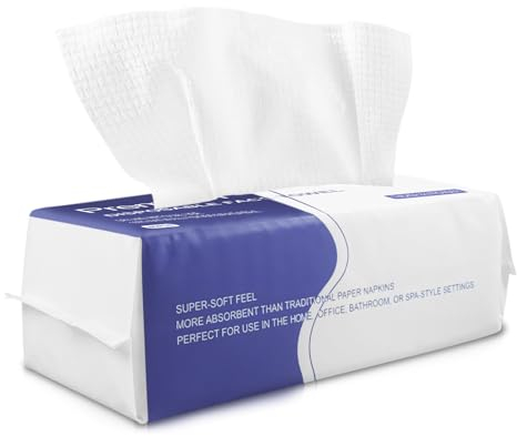 Disposable Face Towel 60 Count Cotton Tissue Dry Face Wipes Face Cloths for Women, Ultra Soft CleanTowels for Washing Face, Makeup Removing 20x20cm (EF Pattern)