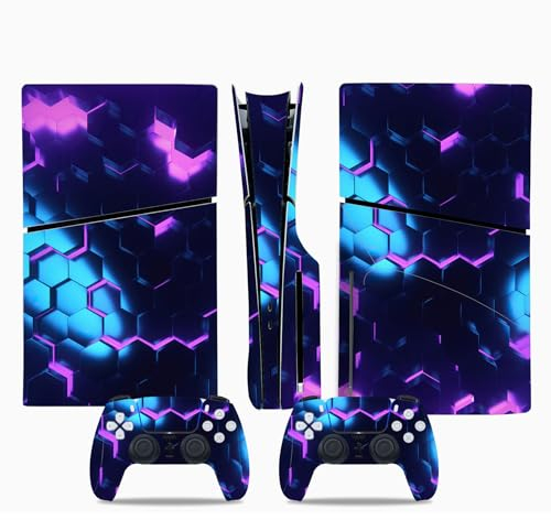 Konsole und Controller Zubehör Cover Skins für Sony PS5 Slim Disc Edition,Carbon Fiber Protective Wrap Cover Vinyl Sticker Decals für Playstation 5 Slim,Spielkonsolen Zubehör (0044)