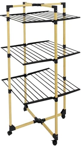 Séchoir à linge multifonction tour pliable 30M WILLIS 3 niveaux Couleur Noir et bois