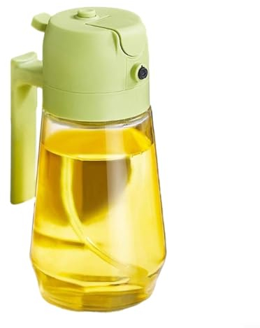Whychstore Bottiglia per iniezione di carburante, bottiglia spray per olio, contenitore per olio multiuso con design a doppia funzione per cucinare, cucina, barbecue, cottura (verde)