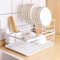 HaiYiZuhause Escurreplatos para platos, ahorro de espacio, organizador de cocina con bandeja para cubiertos, escurridor de platos para fregadero organización y accesorios de cocina, color blanco