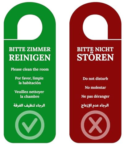 Türschild Hotel Bitte nicht stören Türanhänger beidseitig Rot Grün 5 Sprachen 27x10 cm (10)