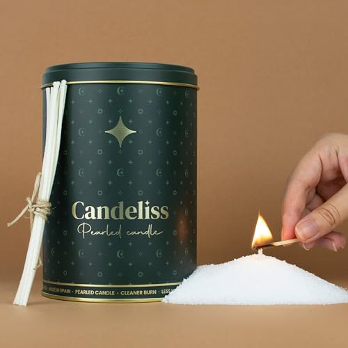 CANDELISS Kerzensand mit Docht Set in luxuriöser Metalldose. Kerzen sand perlenkerzen Pearled candle powder wax set Wachsperlen wachsgranulat für kerzen granulat (Luxury)