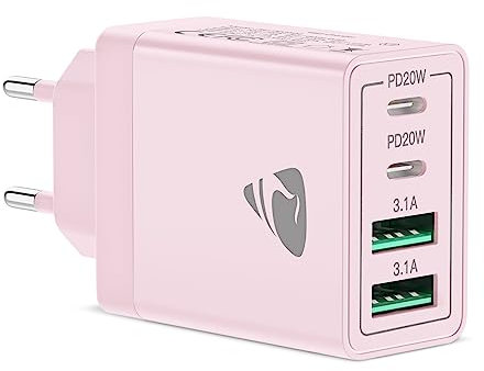 Caricatore USB C,Presa Multiplo 4-Porte 40W,Presa Alimentatore Caricabatterie USB C Caricatore Veloce per iPhone 15 14 13 12 11 Pro Max,Samsung Galaxy S24 S23 A53 A23 A55,ipad,Xiaomi
