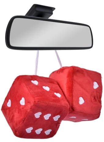 Würfel Für Autospiegel,Plüschwürfel Mit Herzförmigen Punkten Zum Aufhängen Für Auto-Rückspiegel - Hängendes -Zubehör, Dekorativer Auto-Hängespiegel, Fuzzy-Würfel
