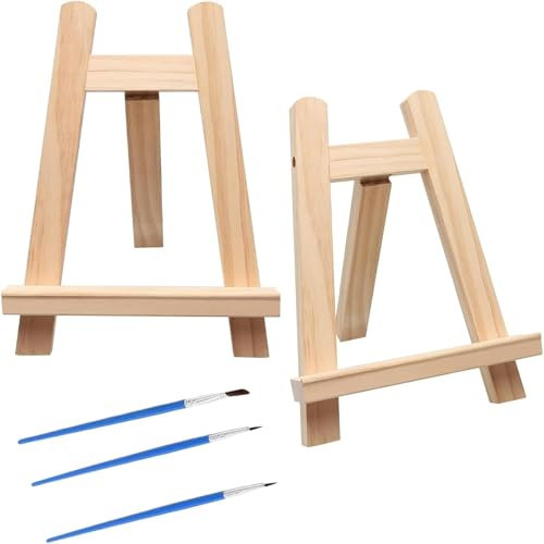 2-Stück Staffelei Klein (15 X 20cm), Mini Staffelei, Mini Leinwand, Bildständer, Klappgestell, Ein Kleiner Holzrahmen, Der Für Ausstellungsmalerei, Skizzen Und Fotorahmen Tischstaffelei