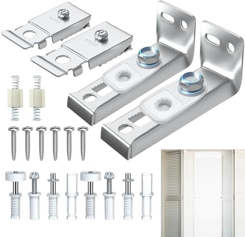 Kit de quincaillerie de porte à deux volets, kit de réparation de quincaillerie pour porte coulissante avec support supérieur et inférieur, roue de guidage pour bois