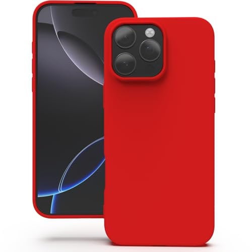 YATWIN Silicone Case for iPhone 16 Pro Max, Soft-Touch, Shockproof, DustProof, Antiskid Full Body Armour Phone Cover for Apple iPhone 16 Pro Max - Red