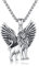 JFASHOP Löwen Kette 925 Sterling Silber Venedig San Marco Löwen Halskette mit Winkel Flügel Anhänger Halskette, Punk Gothic Hip Hop 3D Löwen Schmuck für Männer