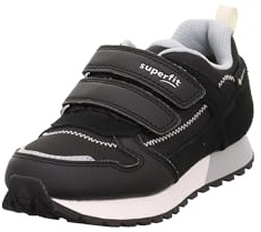 Superfit Jungen Kletthalbschuhe Dash, Kinder Halbschuhe, Weite: M IV, lose Einlage, Klettverschluss, Klettschuhe, Sneaker, SCHWARZ/HELLGRAU (000), 37 EU