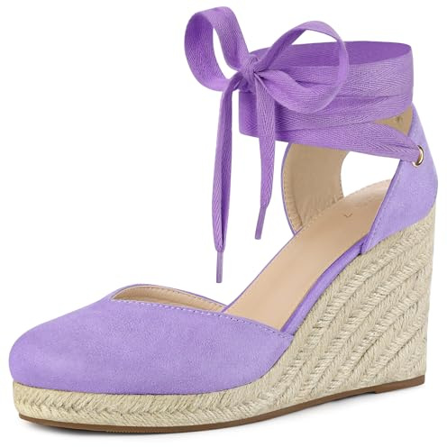 Allegra K Espadrillas da donna con zeppe chiuse Toe Sandali con zeppa, Viola, 39.5 EU