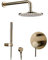 UNFRASLOP Duscharmatur Unterputz Badezimmer Gebürstet Gold Badewanne Duschhahn Messing Umsteller Rührgerät Wasserhähne Set 8-12 Duschkopf Wand Arm Ventil Duschsystem,12inch