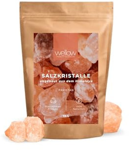 1 kg Himalaya Salzkristalle 2-5cm Brocken – Naturbelassene Salzkristalle aus Himalaya - Pakistan, Saunasalz für Sauna & Solebad, Hochwertiges Ursalz für Wellness & Detox