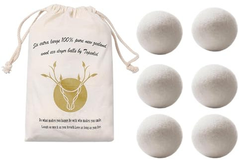 Wool Dryer Balls, Natural Fabric Softener Set Of 6, Reusable Fabric Softener Ball, Quality Wool Dryer Balls To Reduces Clothing Wrinkles And Saves Drying Time, Wool Balls For Tumble Dryer