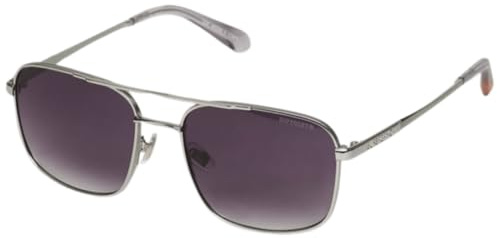 Superdry Herren Eckige Pilotensonnenbrille aus Metall Helles Metallisch Grau/Rauchgraue Gläser 1SIZE