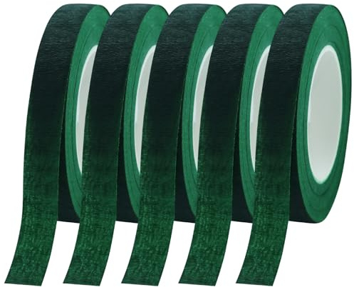 JRSHIRLEYLTD 5 rollos de cinta adhesiva para floristería, color verde, cinta de papel crepé verde, para envolver ramos de flores y manualidades florales (rollos de 27 m)