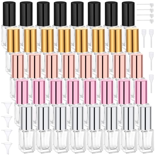 Segbeauty Atomizador Perfume Recargable, 40 Piezas 3ml Frasco Perfume, Botes Pequeños de Cristal para Regalo, Bricolaje, Viaje (Transparente)