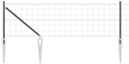 vidaXL Euro Fence with 7 Stakes 25x0.8m Metal Grey | Outdoor Privacy Fence UV Resistant and Durable Perfect for Garden Limits or Support Pa Lattice Solutions