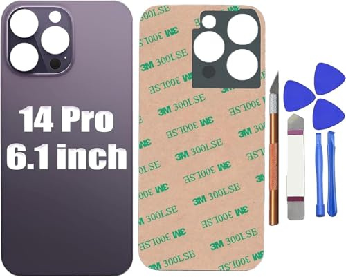 Peixiong Tapa Trasera 14 Pro- Reemplazo de Cristal Trasero para iPhone 14 Pro,Reemplazo de la Cubierta de Vidrio Trasero con Kit de Herramientas de reparación (Morado Oscuro)