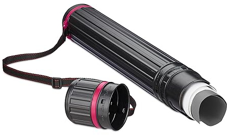Relaxdays Posterrolle 2er Set, bis Größe A0, schwarz/pink | 2x Transport Poster & Zeichnungen, ausziehbar 64–107 cm, Zeichenrolle