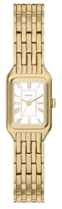 Fossil Raquel - Orologio da donna al quarzo, movimento a tre lancette con cinturino in acciaio inox, Oro Cremoso, 18MM, Bracciale