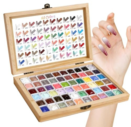 Veasbuu Pintura de Gel para Uñas,Sin Capa de Dispersión 60 Colores Gradiente Altamente Pigmentados - Nail Gel Paint Palette,Para Casa, Viajes, Salón, Principiantes y Profesionales