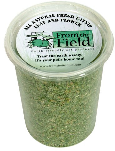 from The Field | Organic Catnip Leaf & Flower Blend for Cats & Kittens | Fresh USA-Grown, Highly Aromatic, Non-Toxic, Eco-Friendly | 3.5 oz Resealable Tub for Long-Lasting Potency & Active Playtime