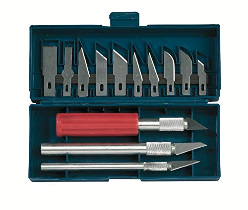 Pebaro 17-1S Messer-Set, Präzisionsmesser. 3 verschiedene Griffe, 13 auswechselbare Klingen, in praktischer Kassette, Basteln mit Papier, für Hobby, Handwerk, Modellbau