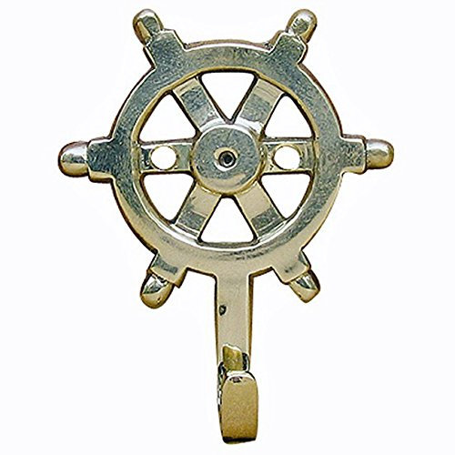 Sea-Club Schlüsselhaken - Steuerrad Wandhaken Messing 6x8cm