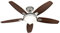HUNTER FAN Deckenventilator Contempo 132 cm, Beleuchtung & Fernbedienung, Nickel Gebürstet, 5 umkehrbare Flügel in Nussbaum Dunkel & englischer Kirsche, optimal für Sommer oder Winter, Modell 50612