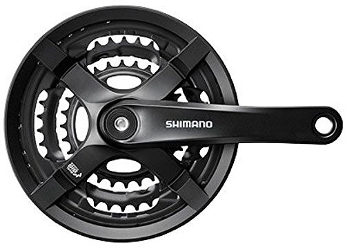 Plato triple con biela para bicicleta todo terreno, de Shimano Tourney FC-TY501., 175MM, 48X38X28T W/CG, Negro