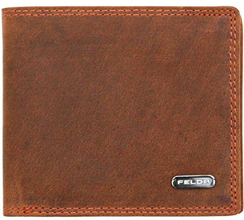 FELDA - Herren Geldbörse aus Leder - Fächer für Münzen, Scheine, Karten & Ausweise - RFID-Blocker - in Geschenkschachtel