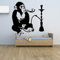 yiyitop Shisha Shisha Wandtattoo Rauchfenster Shop Decor AFFE Mit Shisha Entspannen Arabisch Abziehbilder Abnehmbare AFFE Wandaufkleber 74 * 82 cm