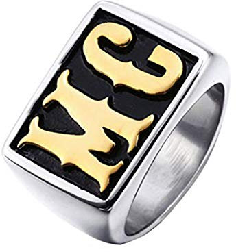 HIJONES Schmuck Herren Edelstahl Biker Ringe MC Jahrgang Silber Gold Größe 68 (21.6)