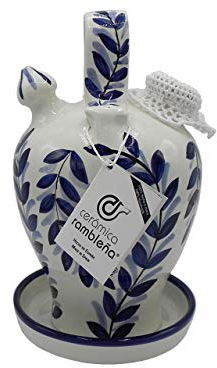 CERÁMICA RAMBLEÑA | Botijo de Barro decoración Guadalquivir de La Rambla (Córdoba) | Botijo Decorativo |100% Hecho a Mano | 3.5 litros | Eco | Accesorios incluidos