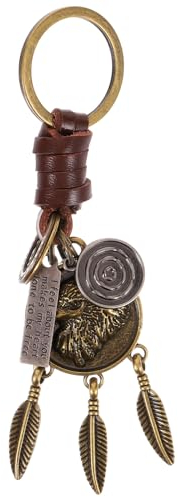 Holibanna Retro Stil Adler Schlüsselbund Aus Echtleder - Handgefertigter Multifunktionaler Anhänger Für Männer Und Jungen Kreatives Geschenk Für Dekoration