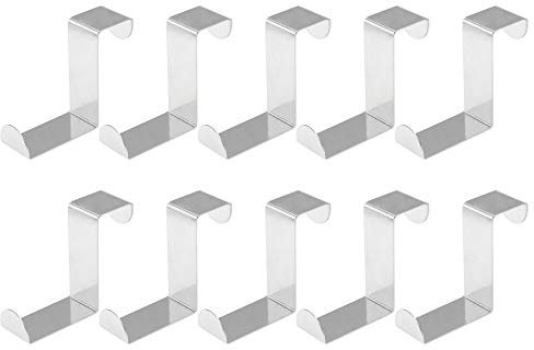 Kyuionty 10Pcs Over The Door Hooks Z-Shaped Hanging Hooks Dual Head Fits 2 & 1 Door Widths, Reversible Single Hanger Hook for Over The Door, Bathroom, Kitchen, Cupboard, Drawer