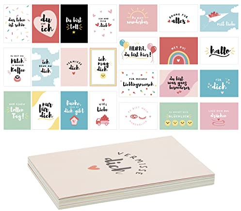 24 Stück Postkarten mit Sprüchen zum Thema Liebe und Freundschaft, DIN A6